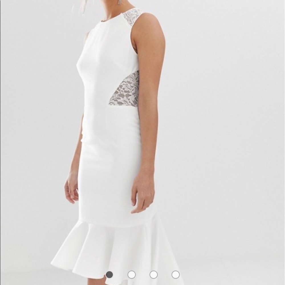 White lace cutout dress